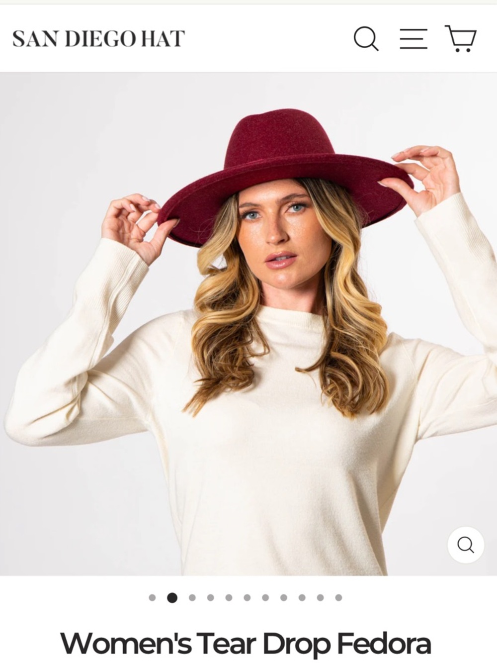 San Diego Hat Company Burgundy Tear Drop Fedora